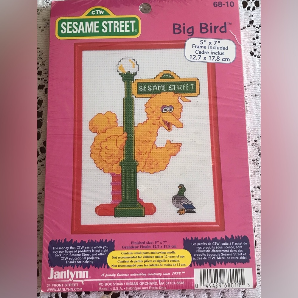 Sesame Street Janlynn Cross Stitch Kit Big Bird 68-10 New Never opened